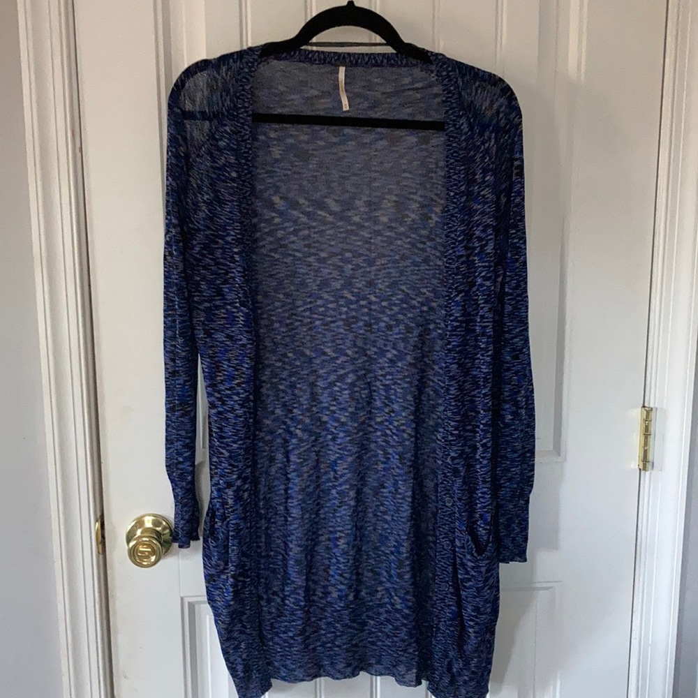 Free People blue/black sheer cardigan